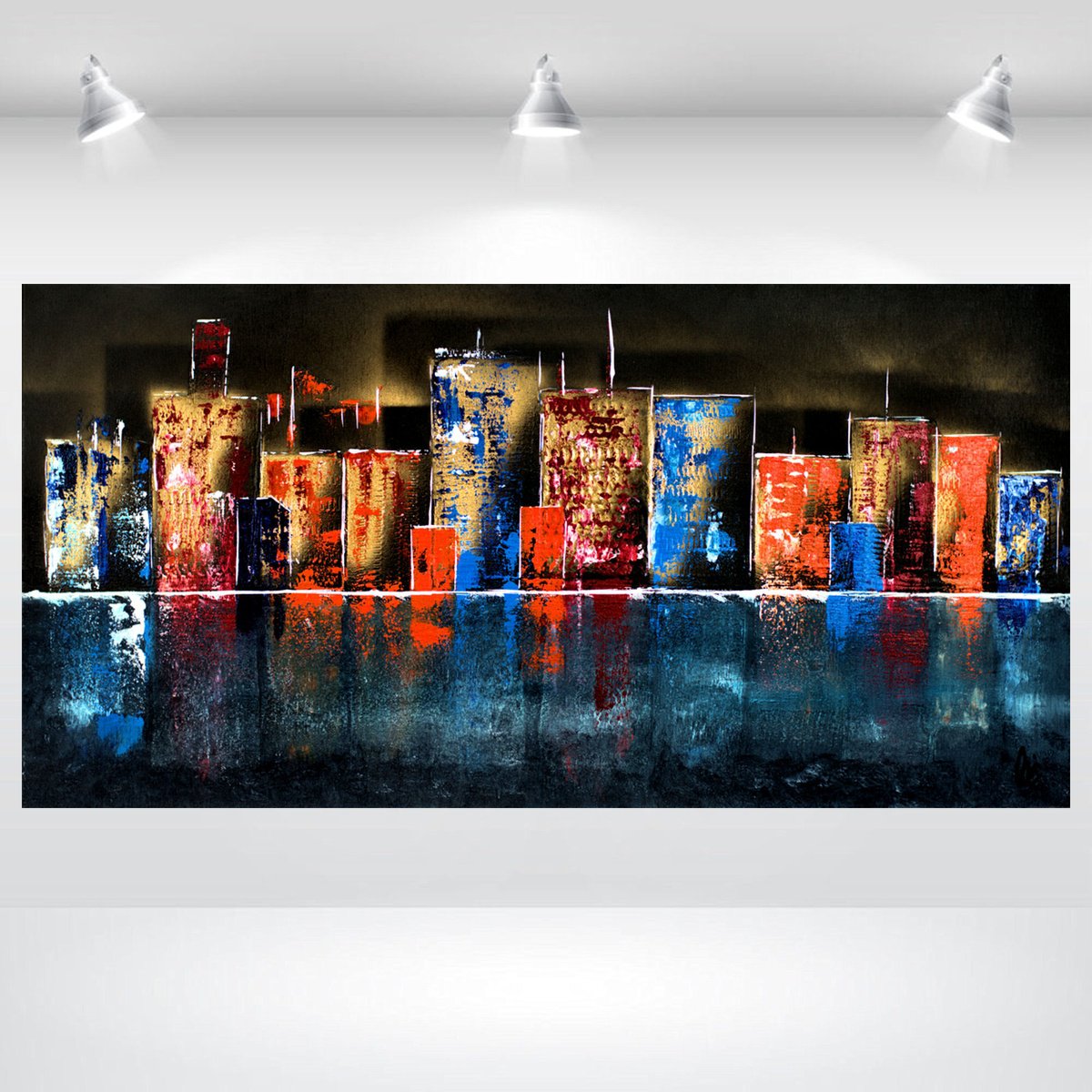 Abstract Acrylic Painting By Edelgard Schroer, 47 X 24, Nocturne Glow, Original Artwork