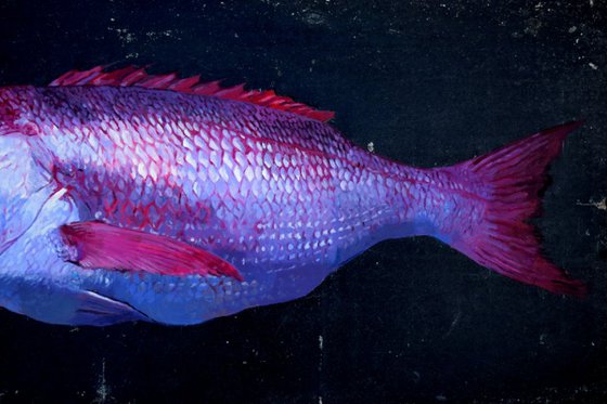 Red Snapper - Slate Fish Painting