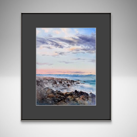 Gentle sunset on the sea