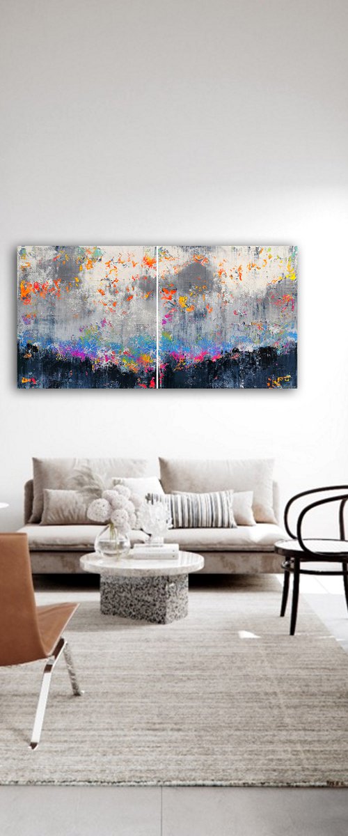 200x100cm. / abstract painting / Abstract 2126 by Alex Senchenko