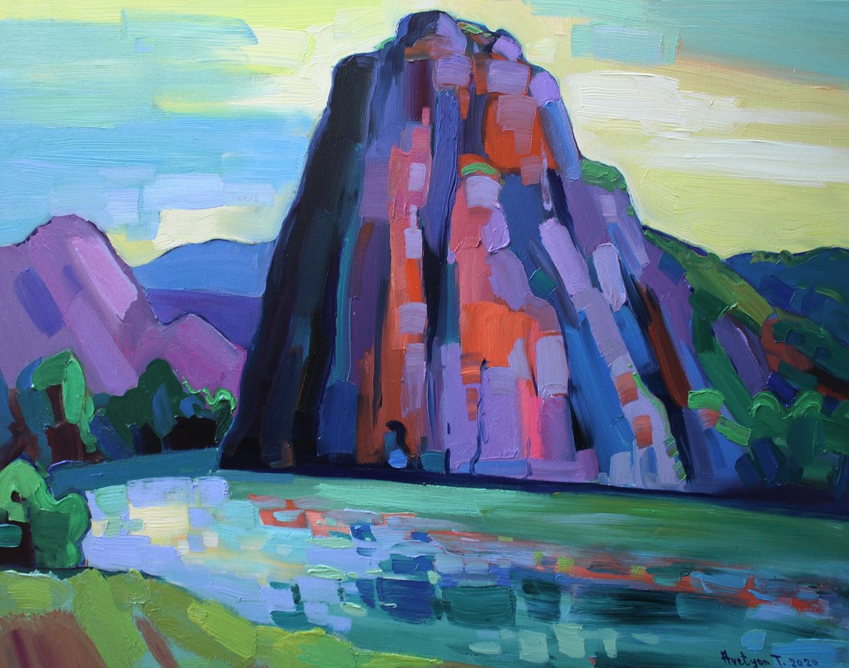 Impressionistic Landscape Oil Painting By Tigran Avetyan, 28 X 22", Landscape In Dzoraget, Original Artwork