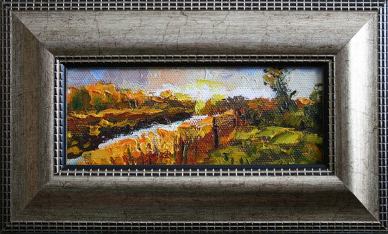 LANDSCAPE VII. FRAMED / FROM MY A SERIES OF MINI WORKS LANDSCAPE / ORIGINAL PAINTING
