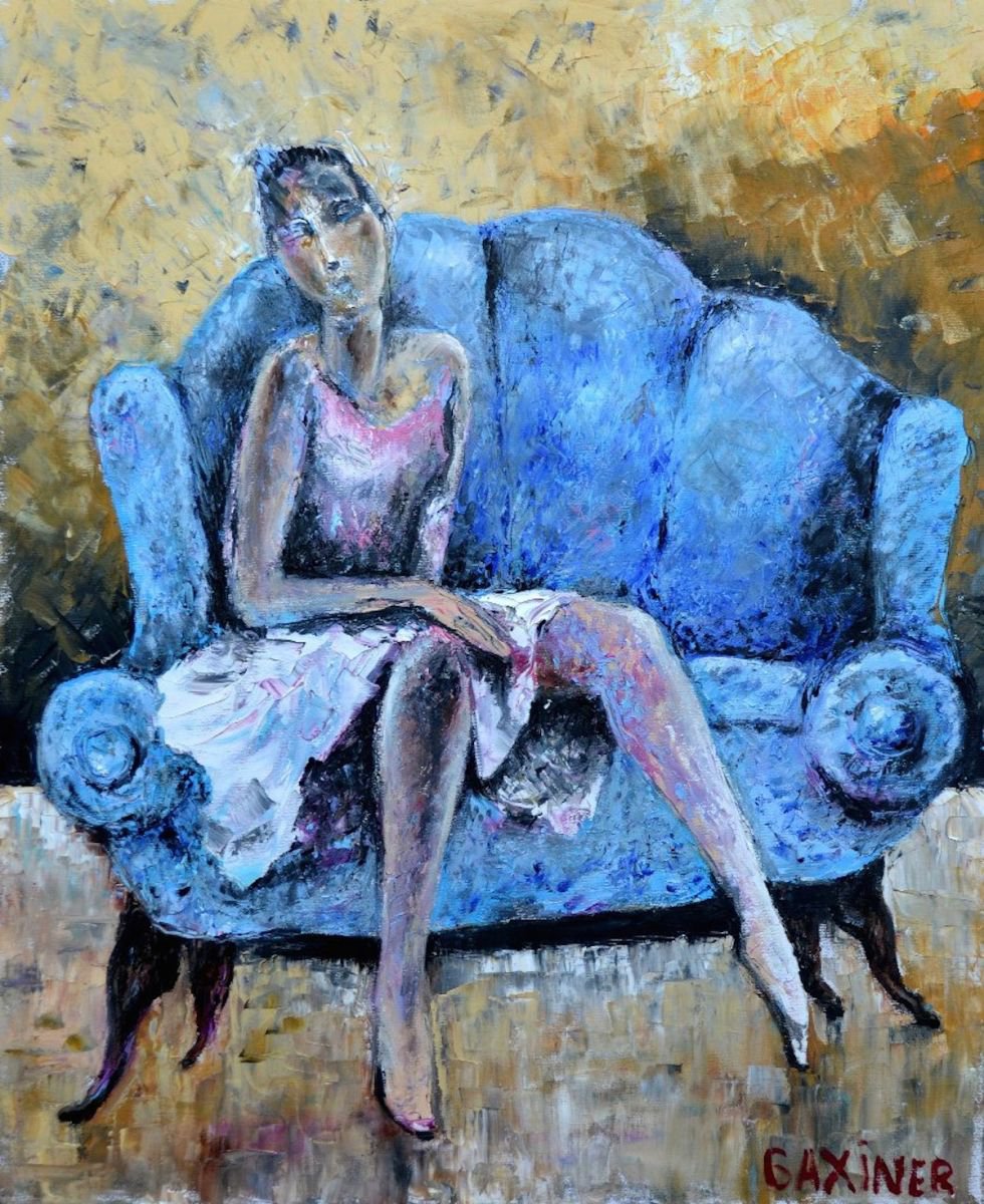 Blue Sofa. By Leo Baxiner, 16 X 20, Artwork For Sale On Artfinder