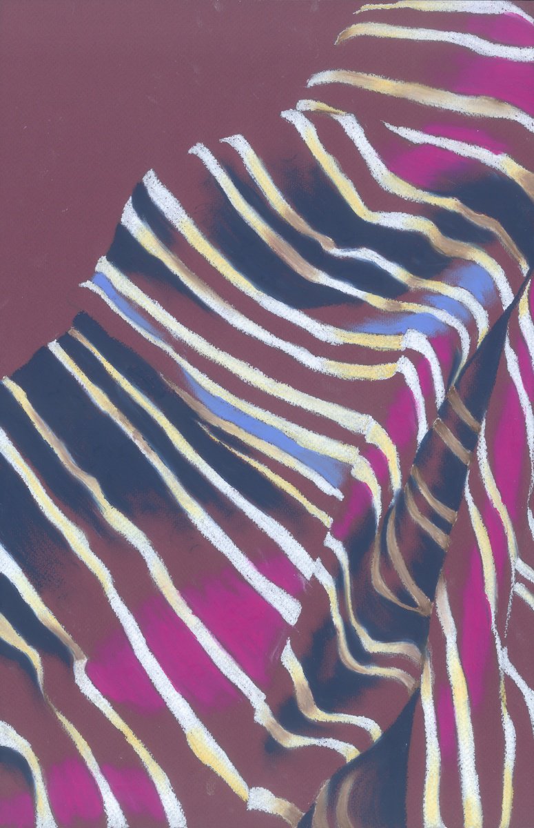 Abstract Pastel Drawing , Striped Folds Two By Kristine Facchetti, 13 X 20, Artwork For Sale On Artfinder