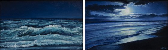 Diptych "NIGHT SEA"