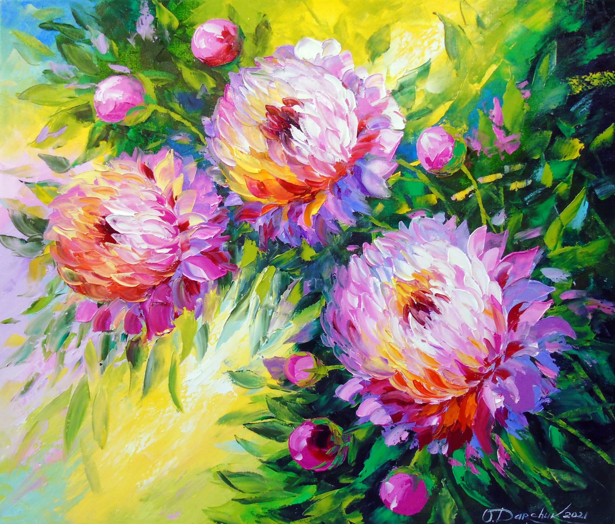 Peonies in the sunbeam by Olha Darchuk
