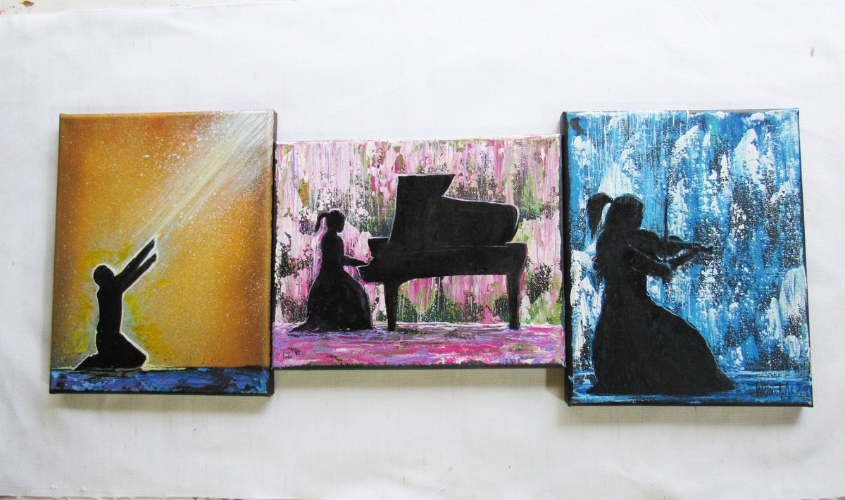 Abstract Portrait Acrylic Painting By William F. Adams, 24 X 10", Inspirational Art #96, Original Artwork