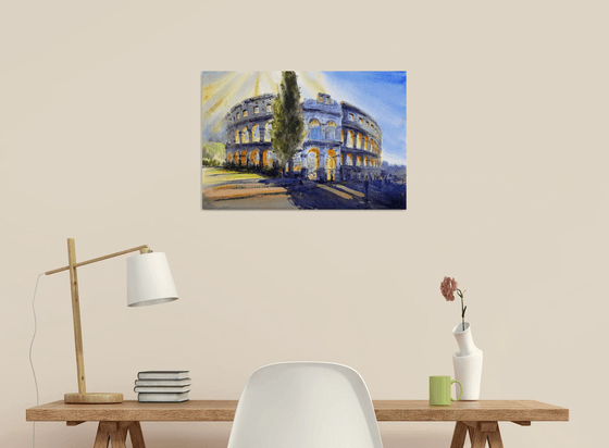 Ancient Roman Amphitheatre Pula Croatia 53x35cm 2020