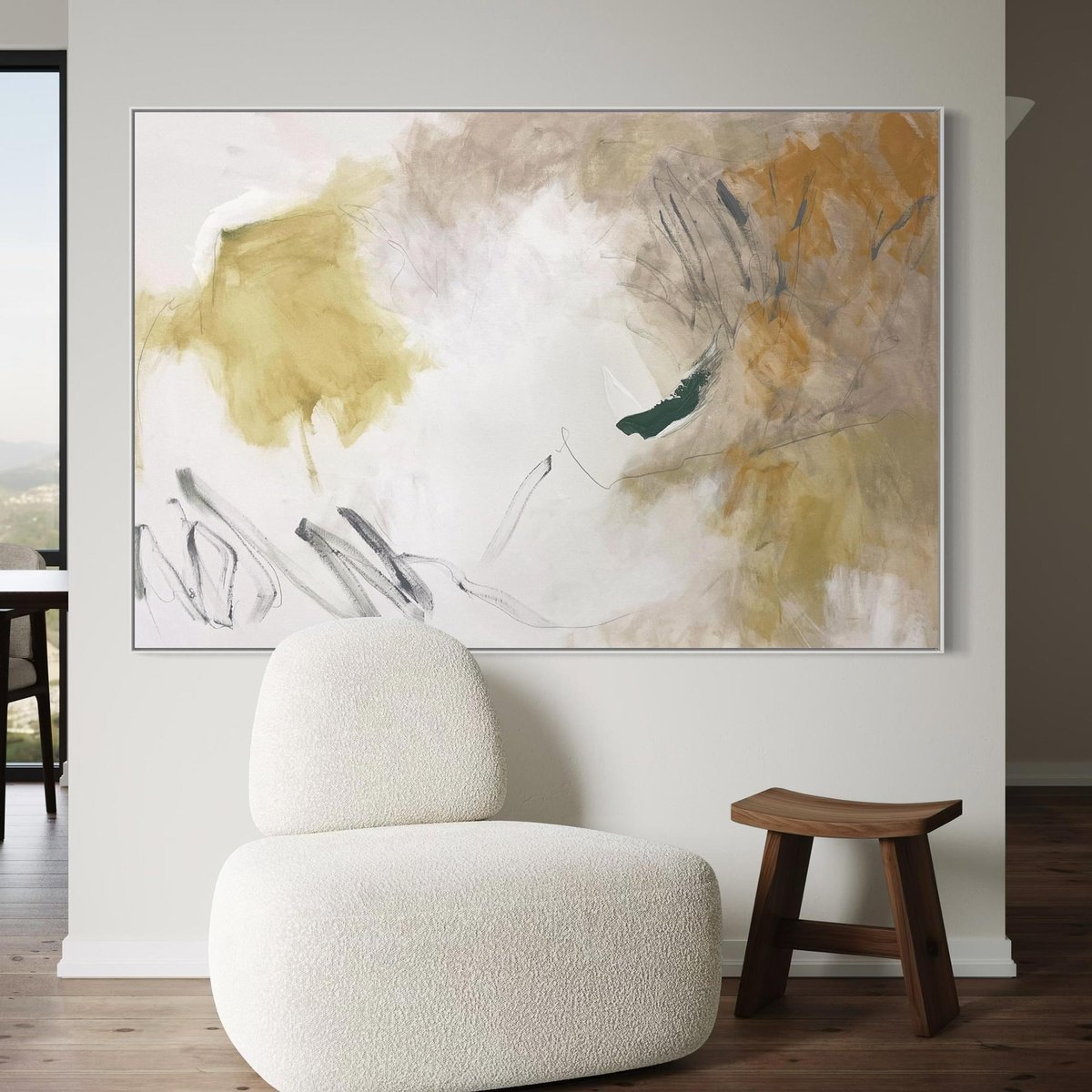 Expressive Abstract Acrylic Painting By Cheryl Harrison, 59 X 39, In The Wake Of Wings, Original Artwork