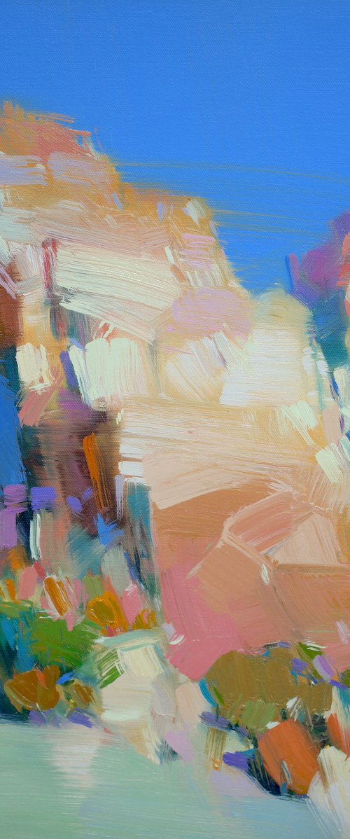 Cliff Mountain, Original oil painting, Handmade artwork, One of a kind by Vahe Yeremyan