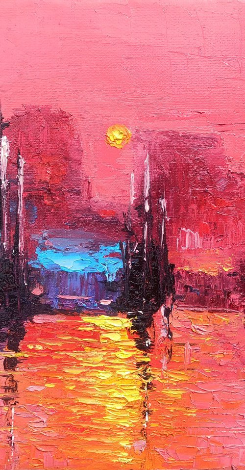 Crimson Dusk on the Waterfront by Narek Qochunc