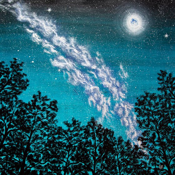 Tranquil forest under stars