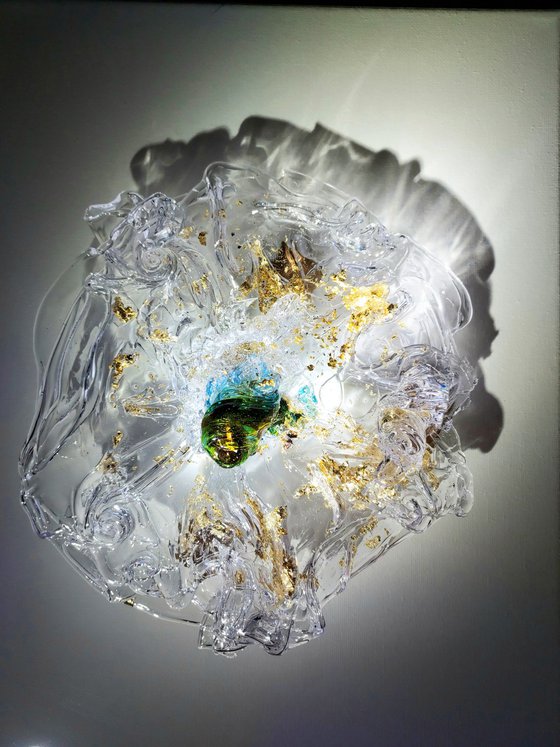 Glass Ocean Sculpture Gold