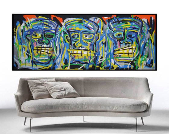 Portrait LARGE CANVAS 180 X 70 CM / 70,86 х 27,55 inch abstract expressionism