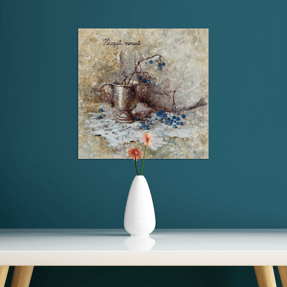 Still Life silver cup berries