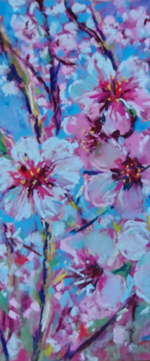 Peach tree in blossom by Silvia Flores Vitiello