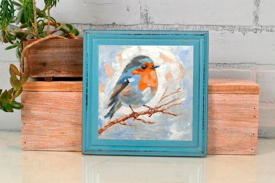 Robin Bird Painting Miniature Artwork