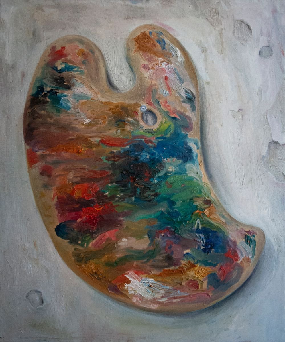 Still Life Oil Painting By Nikola Ivanovic, 20 X 24", The Artist`s Companion, Original Artwork