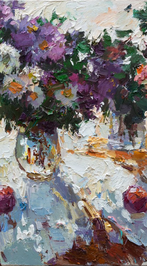 Autumn flowers Still Life Original oil painting by Anastasiia Valiulina