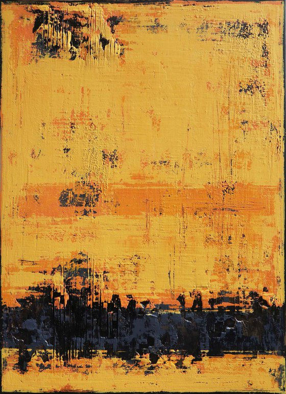 MIDSUMMER - 110 X 80 CMS - ABSTRACT ACRYLIC PAINTING TEXTURED * YELLOW * ANTHRACITE