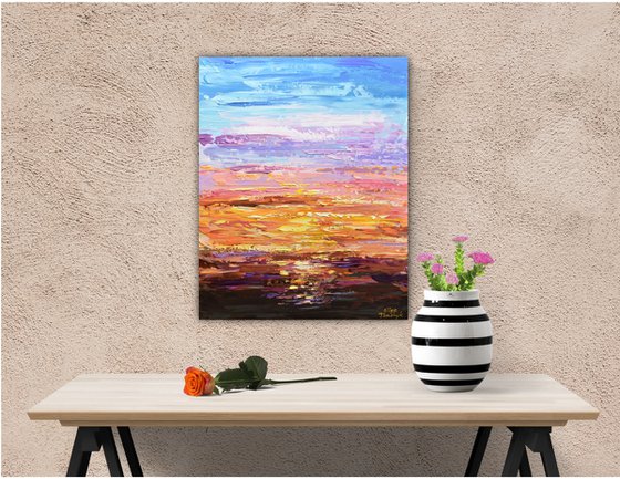 Sunset - Impasto Abstract Seascape Painting