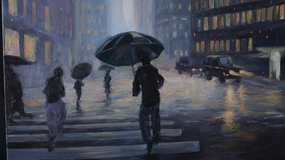 New York - Manhattan Lights In The Rain - New York painting