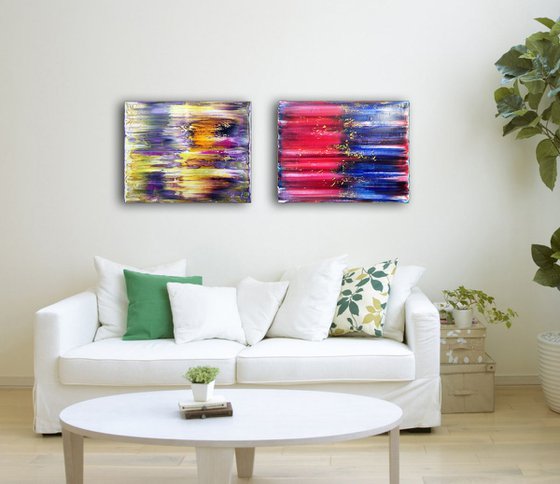 "Speed Demon" - FREE USA SHIPPING + Save Over $100 As A Series - Original PMS Abstract Diptych Oil Paintings On Canvas - 40" x 16"