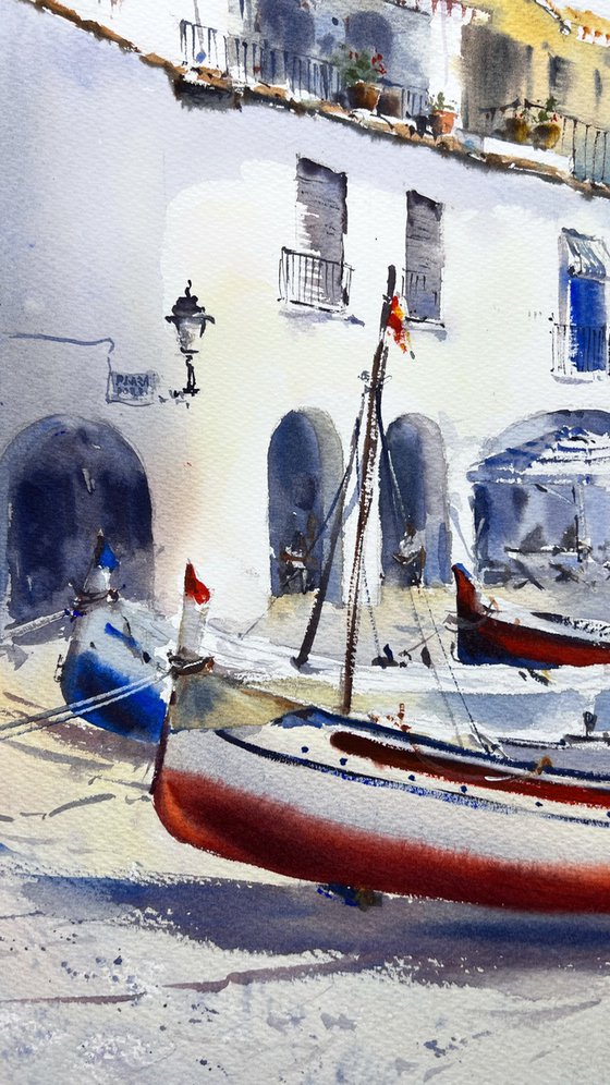 Sunlit Boats of Calella