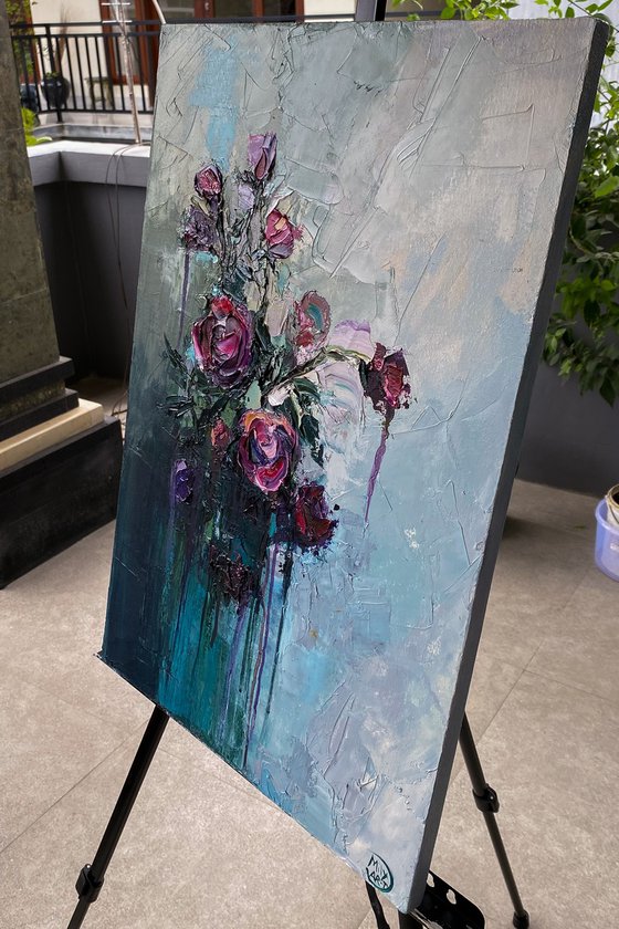 Red Rose Impasto Wall Art