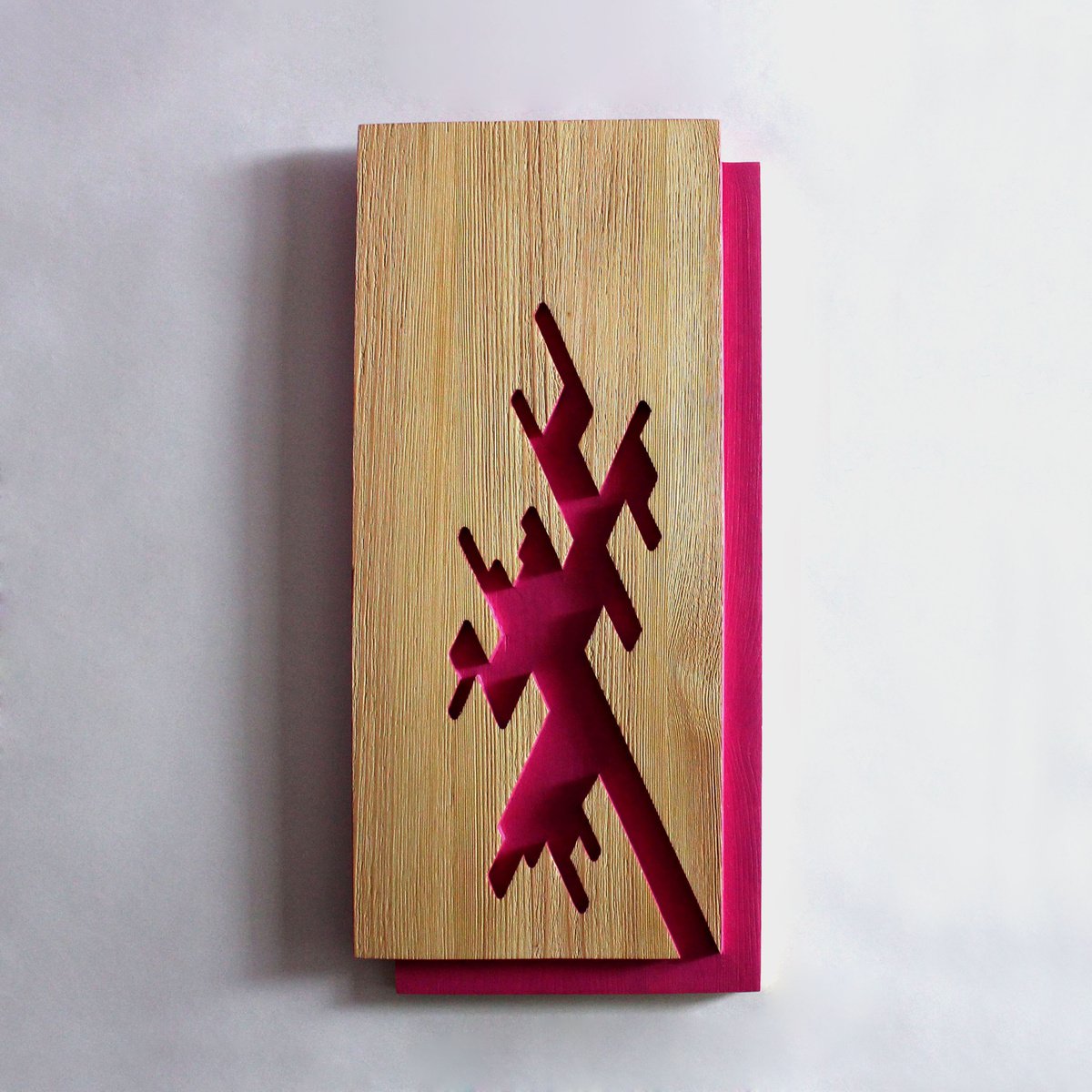 Urban And Pop Abstract Relief By Nikolay Martinov, 8 X 17", "Pink Shadow", Original Artwork