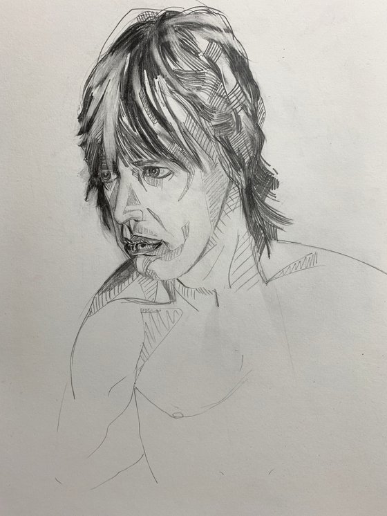 Pencil Portrait Drawing of Mick Jagger