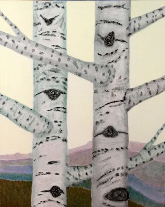 BIRCH TREES IN THE MOUNTAINS