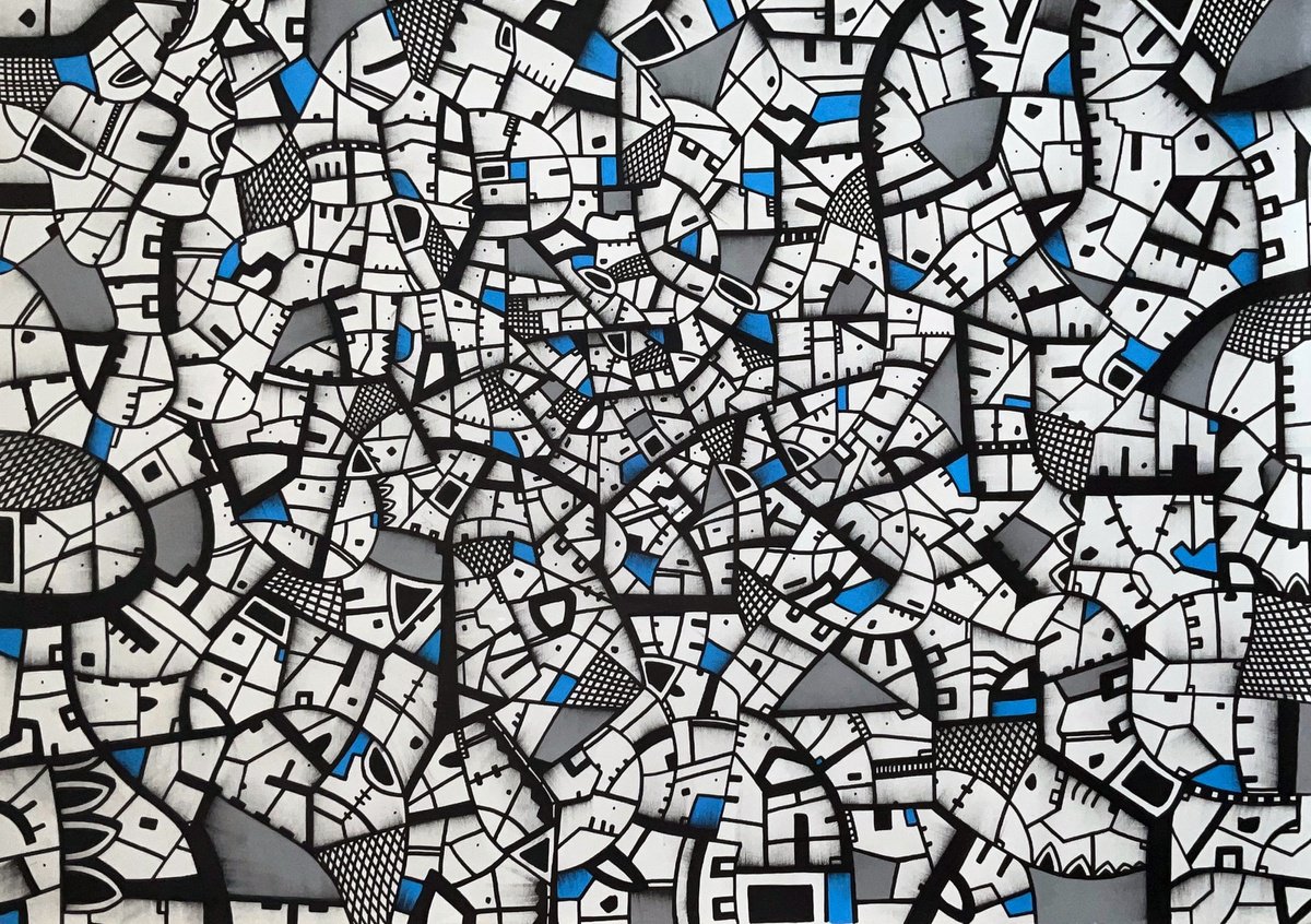 Abstract Acrylic Painting By Riccardo Ticco Capparella, 45 X 32", Bone Machine #5, Original Artwork