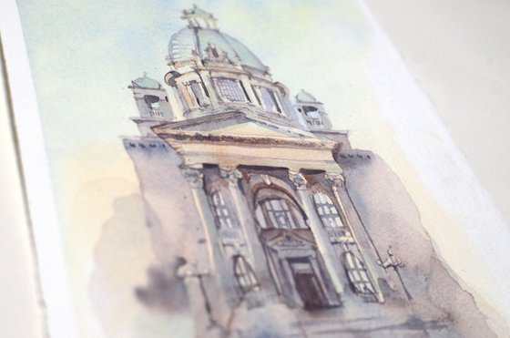 Belgrade, Serbia, Architectural sketch in watercolor