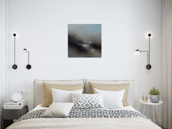 The perfect storm 50X50 cm  - gold particles original oil painting landscape gift modern urban art office art decor home decor gift idea