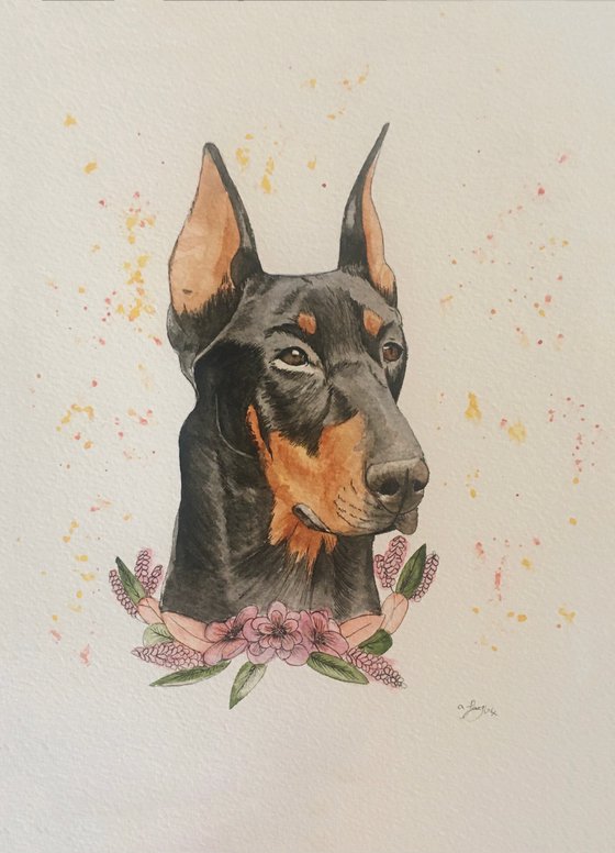 Doberman painting