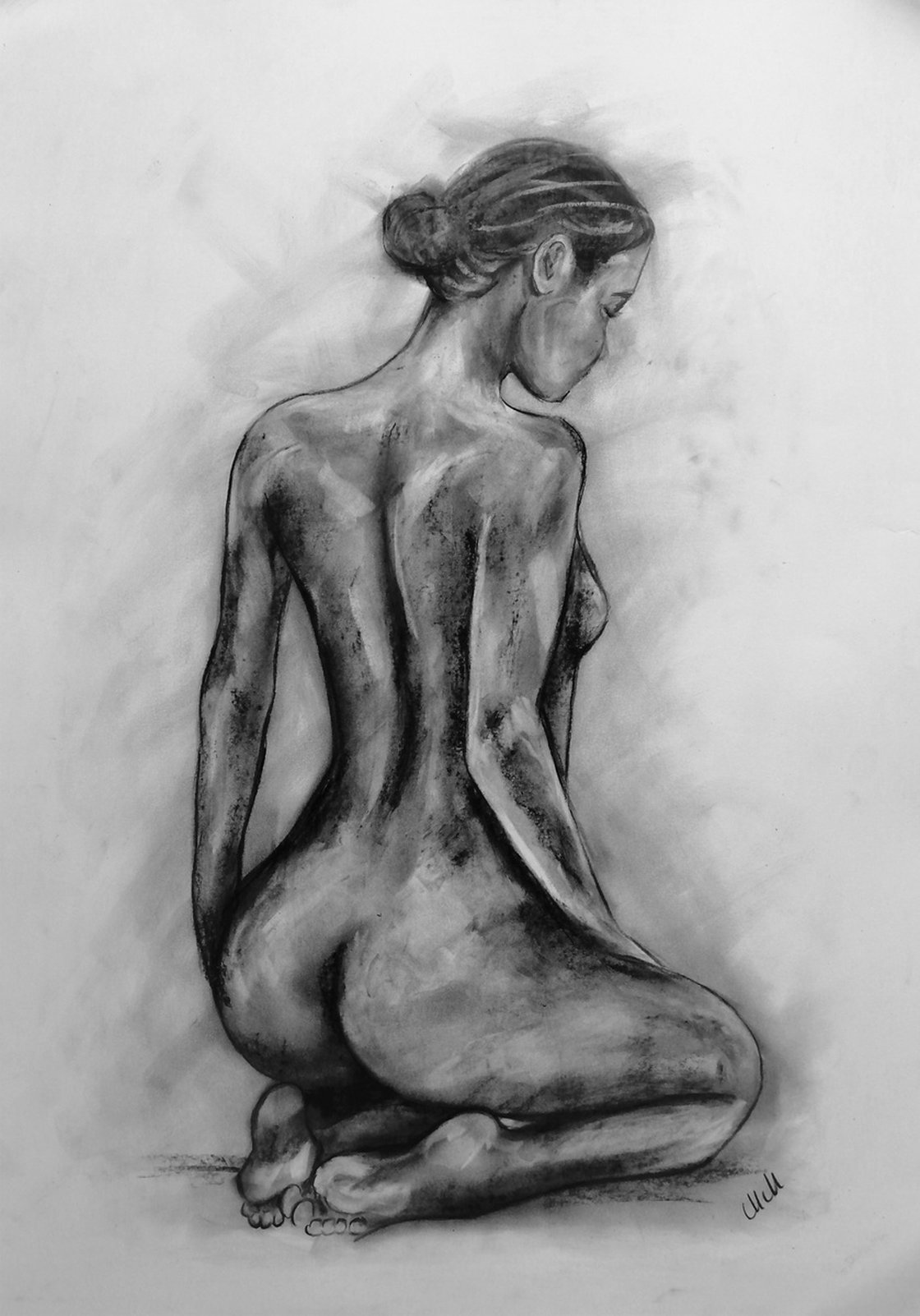 Erotic nudity Charcoal drawing by Mateja Marinko | Artfinder
