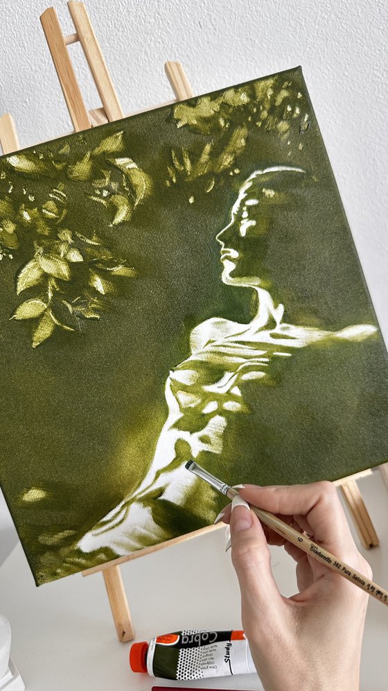 Forest Nymph Awakens - Green Morning Shadows
