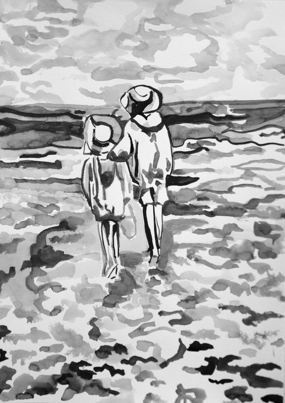 Kids at the beach / 21 x 29.7 cm