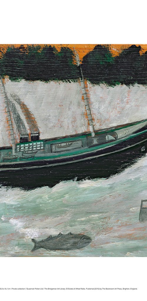 Lighthouse with Trawler and Fish by Alfred Wallis