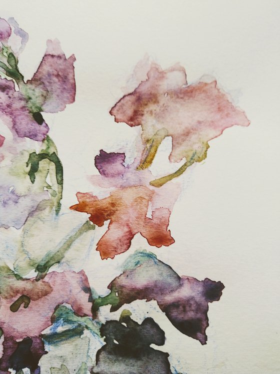 Sweet pea (Charming). Original watercolour painting. 2021