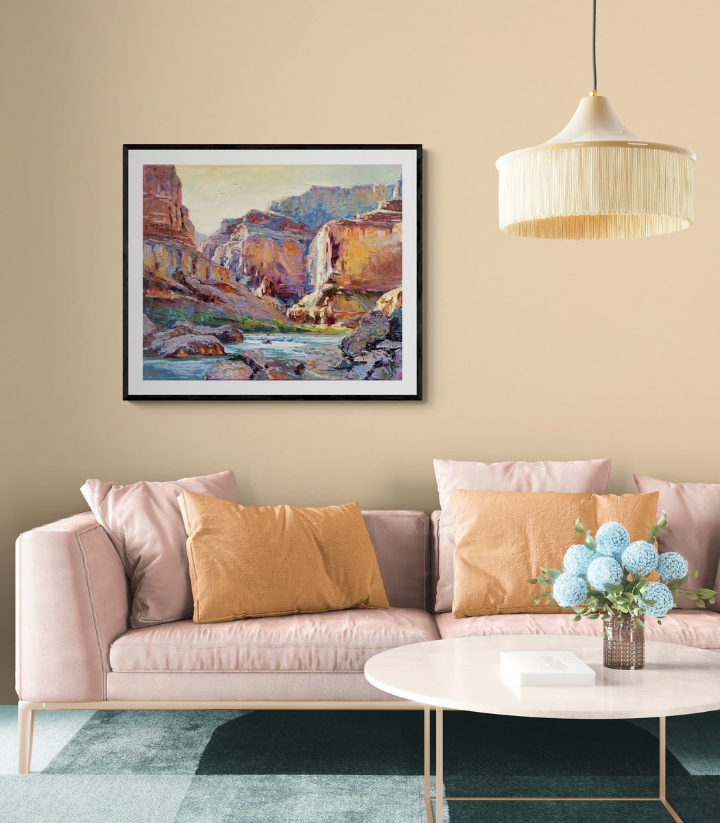 Impressionistic Landscape Oil Painting By Evgeny Chernyakovsky, 27 X 24, Canyon, Original Artwork