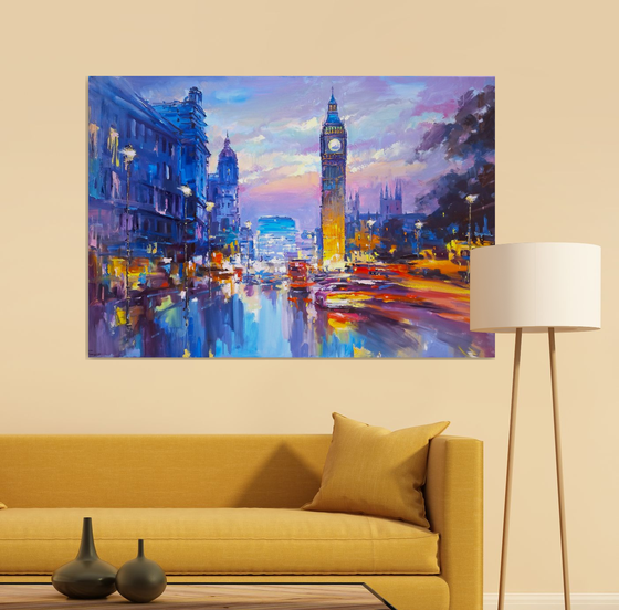 When London Glows After Rain