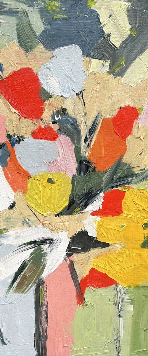 Soft Grey Floral Abstract 3 by Irina Anis