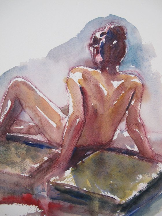 Seated nude back view