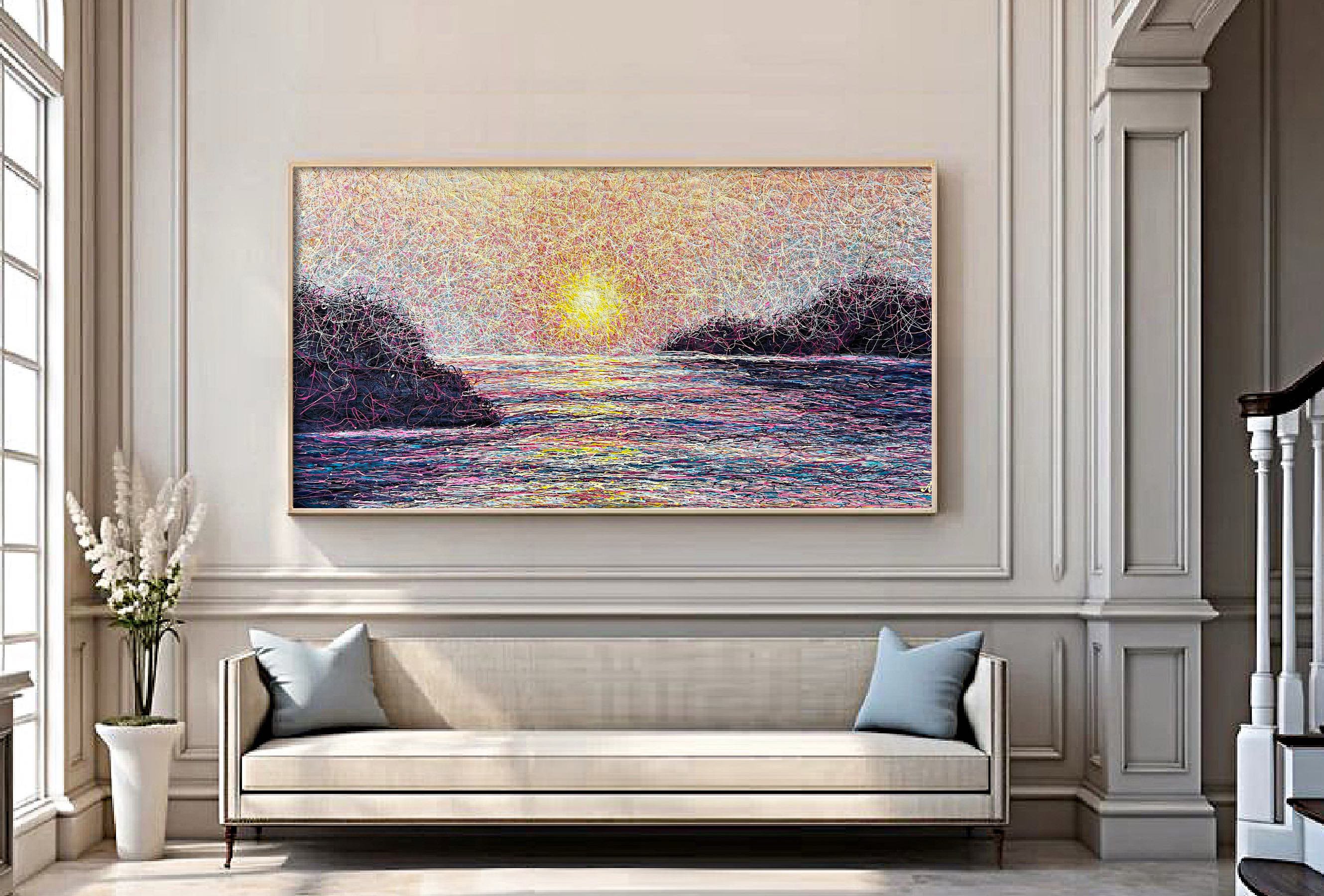 Abstract Acrylic Painting By Nadiia Antoniuk, 84 X 47", Moment When The World Changes, Original Artwork