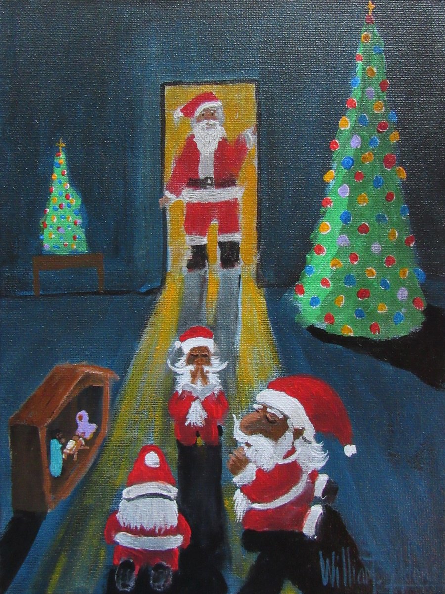 Illustrative Portrait Acrylic Painting By William F. Adams, 9 X 12", Sweet Nativity, Original Artwork