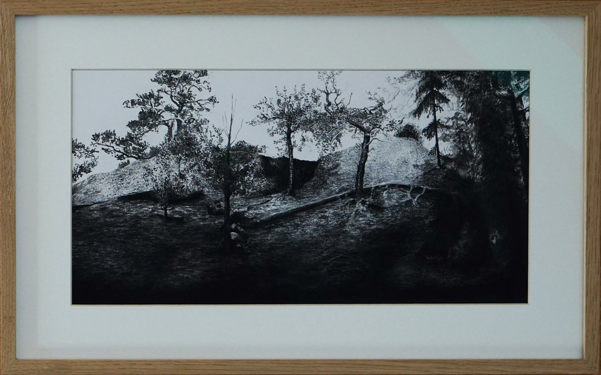 Photorealistic Landscape Ink Drawing By Przemek Kret, 20 X 13", Tiveden, Original Artwork