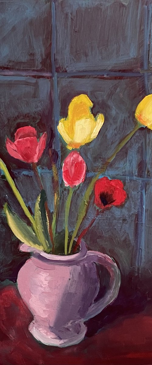 Red and yellow tulips by Stephen Howard Harrison