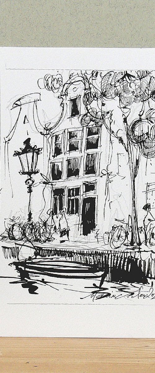 Amsterdam, Ink Pen drawing. by Marin Victor